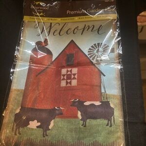 Red Welcome Garden Flag